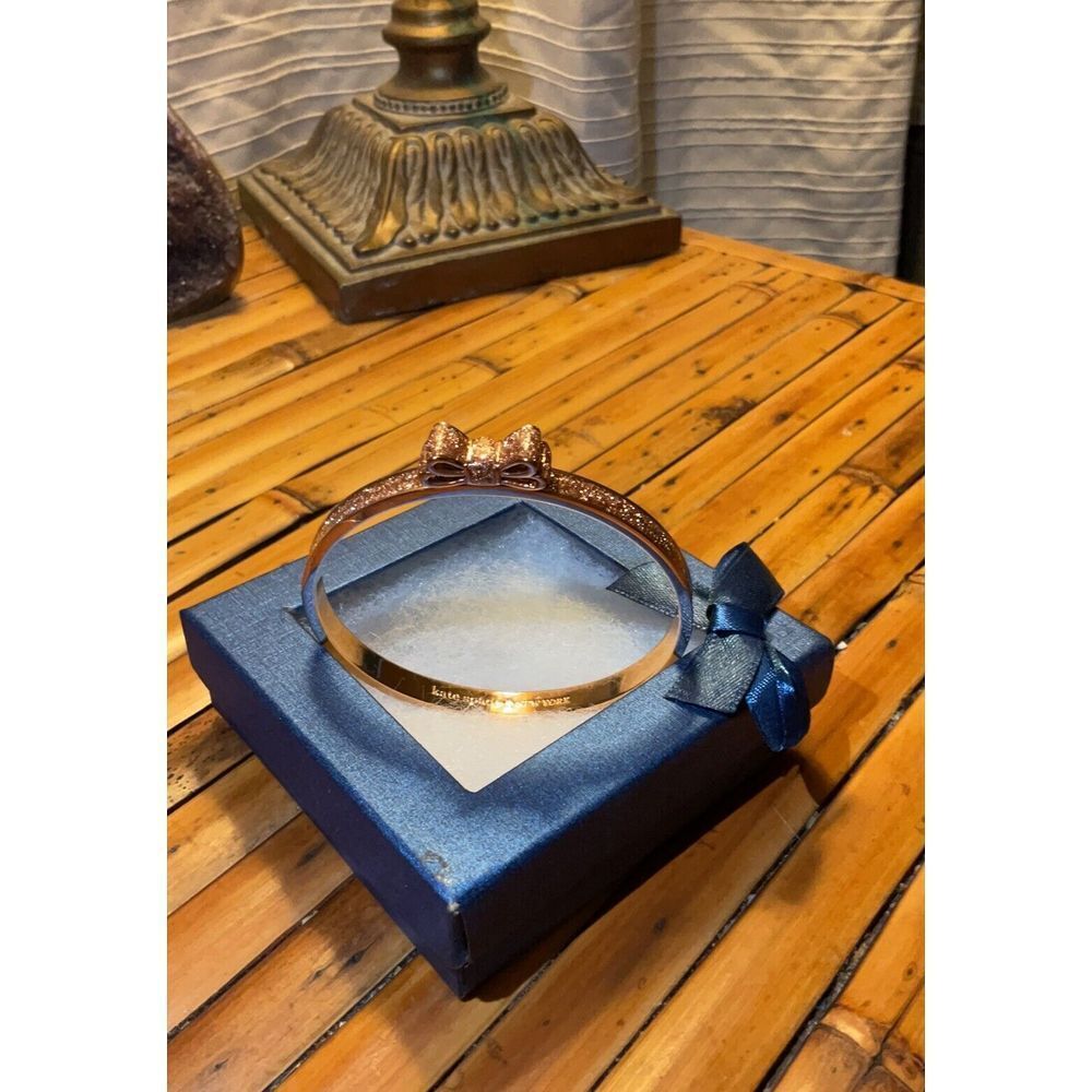 kate spade gold-tone pavé bow bangle bracelet - Picture 5 of 11